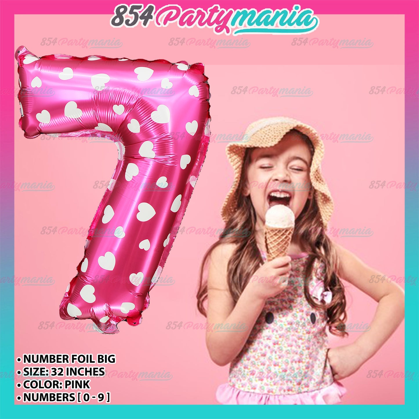 Letter and Number Foil Balloon Pink (sold by 10's) Prolatex Brand