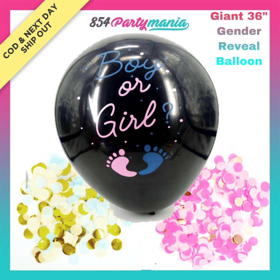 Gender Reveal 36" w/ 2 confetti (sold by 12's)