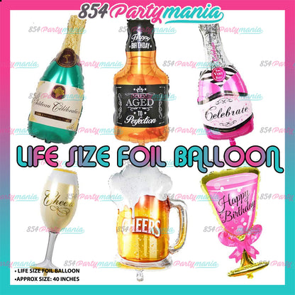 Life Size Whiskey Liquor Wine Champagne Beer Bottle Foil Balloons (sold by 10's)