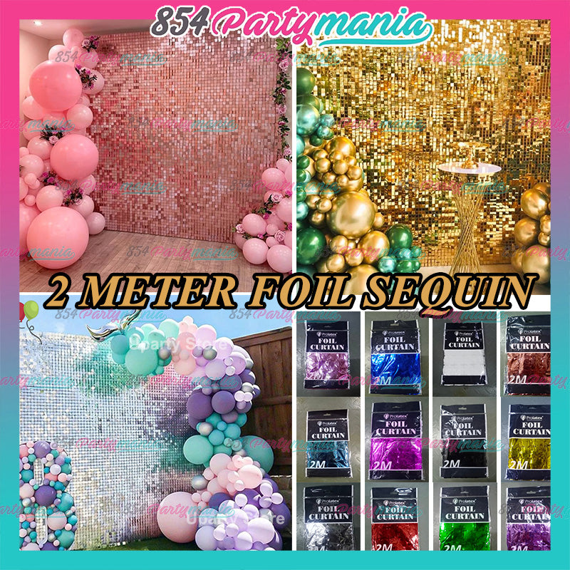 2M FOIL CURTAIN SEQUIN/ SQUARE (sold by 10's)