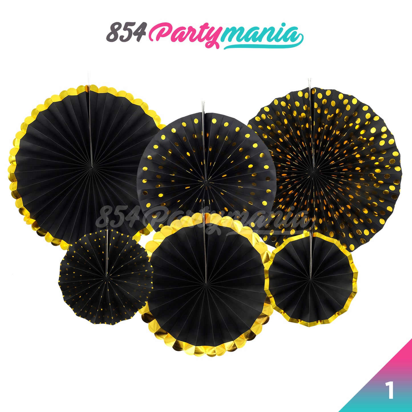 Paper Rosette Set Gold Edge (10pcs min)