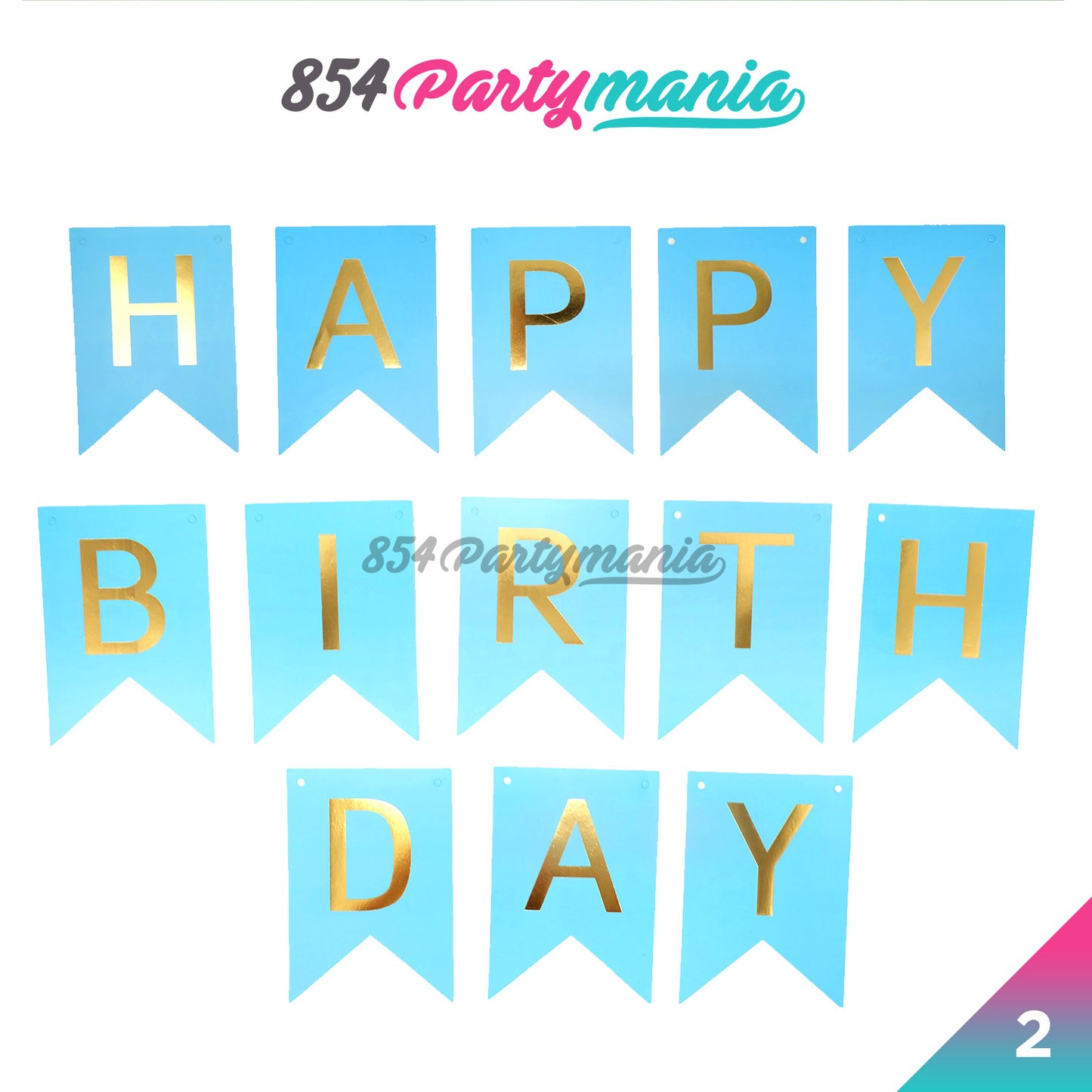 Happy Birthday Banner with Gold Print (12pcs min)