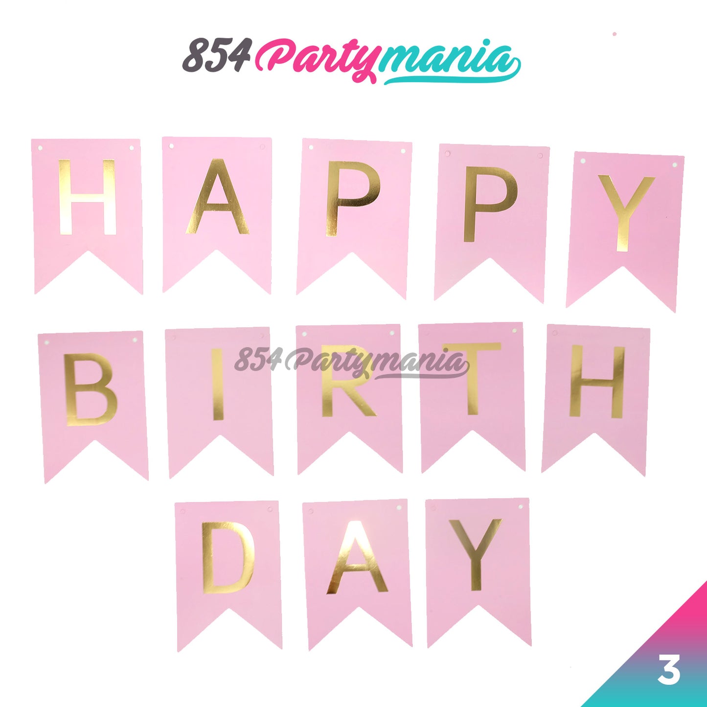 Happy Birthday Banner with Gold Print (12pcs min)