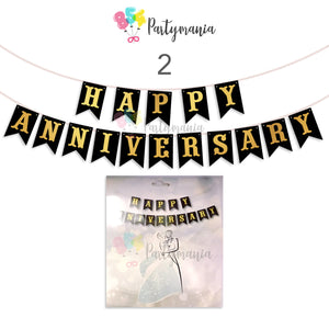 Happy Anniversary Banner with Gold Print [PREMIUM QUALITY] BIG SIZE