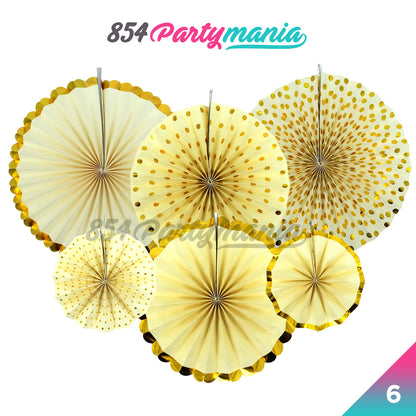 Paper Rosette Set Gold Edge (10pcs min)