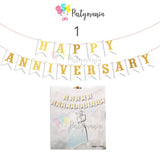 Happy Anniversary Banner with Gold Print [PREMIUM QUALITY] BIG SIZE