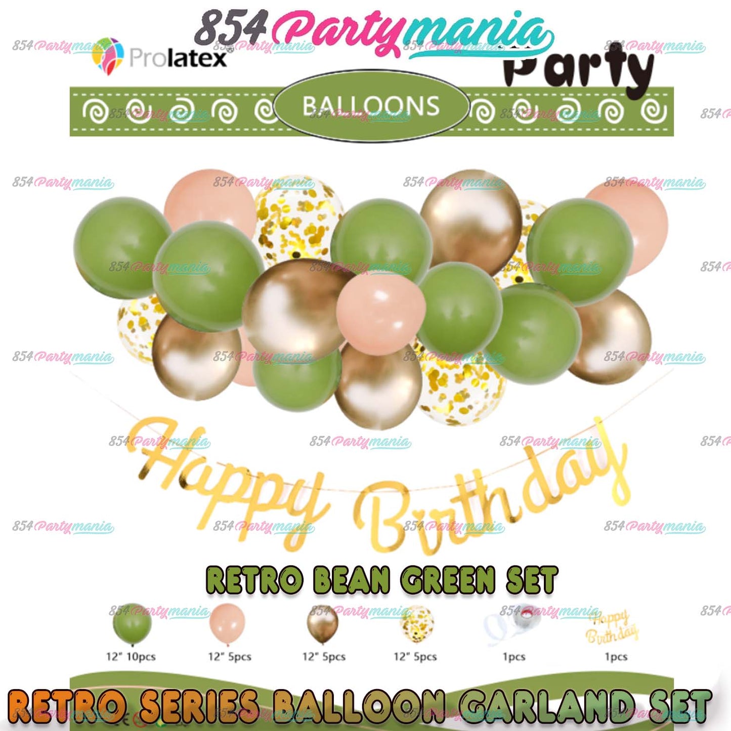 RETRO SERIES BALLOON GARLAND SET (sold by 10's)