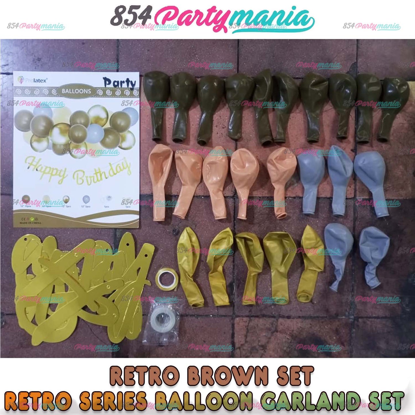 RETRO SERIES BALLOON GARLAND SET (sold by 10's)