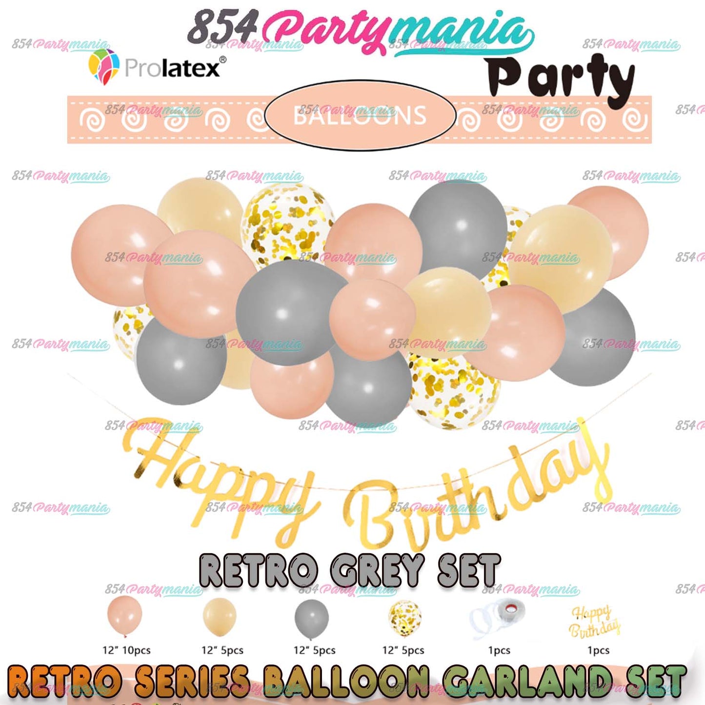 RETRO SERIES BALLOON GARLAND SET (sold by 10's)