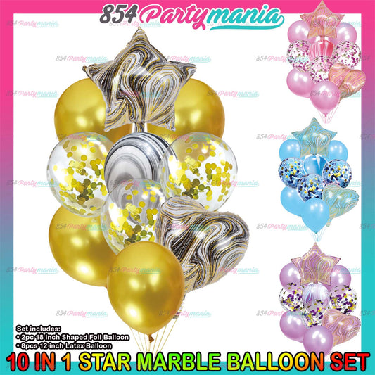 10IN1 BALLOON SET MARBLE (sold by 10's)