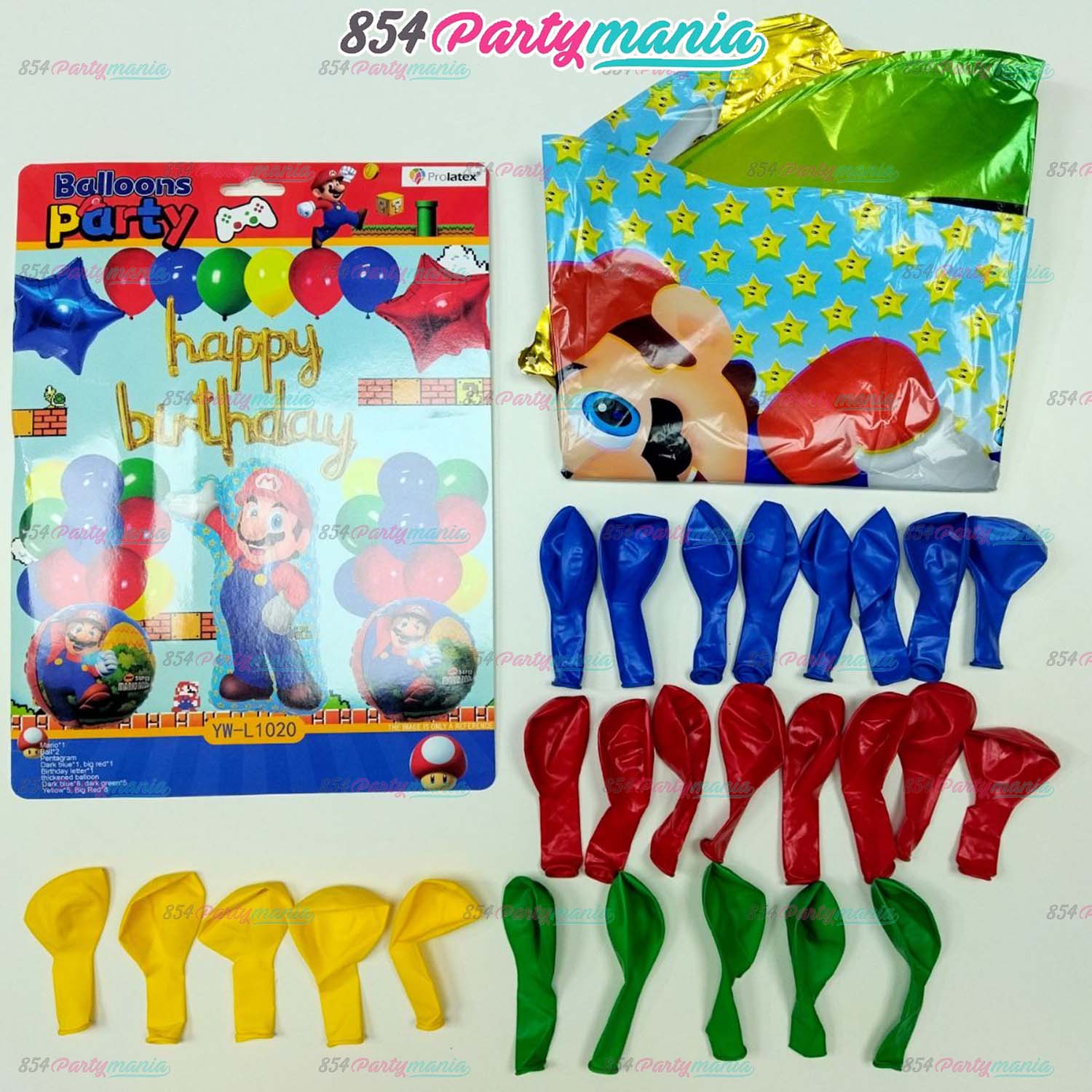 Super Mario - Happy anniversaire - Set de Ballons à l'hélium - 5 pièces  vides - Ballon