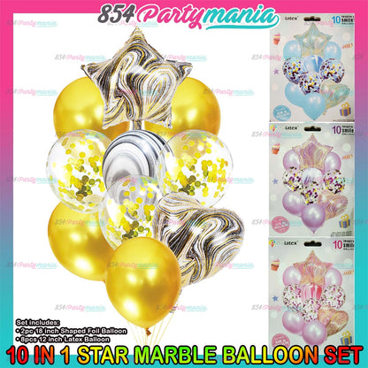 10IN1 BALLOON SET MARBLE (sold by 10's)