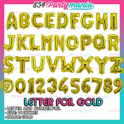 Letter and Number Foil Gold (sold by 10's ) BRAND: PROLATEX BALLOONS