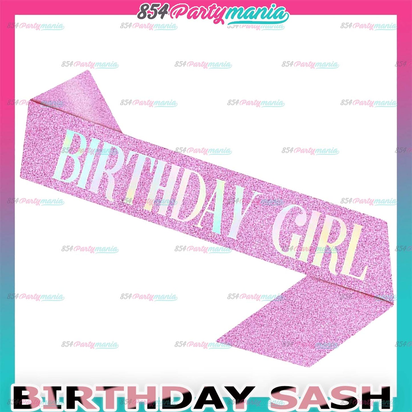 BIRTHDAY GIRL SASH HOLOGRAPHIC LETTERING