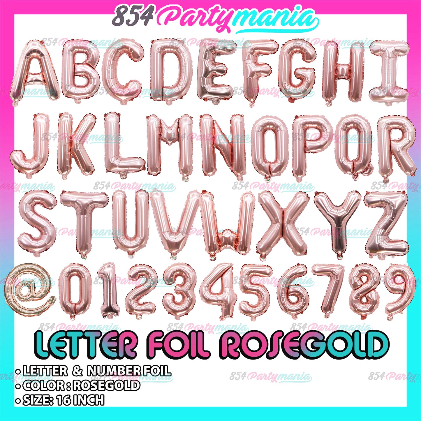 Letter Foil Balloon Rosegold 16" (sold by 10's) BRAND: PROLATEX