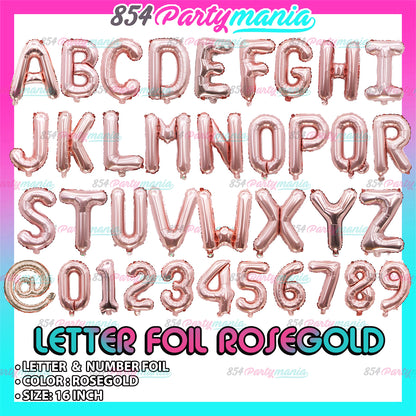 Letter Foil Balloon Rosegold 16" (sold by 10's) BRAND: PROLATEX