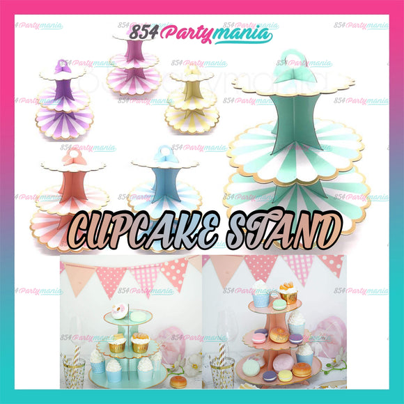Cupcake Stand 3 Tier Board Pastel Scallop (10pcs min)