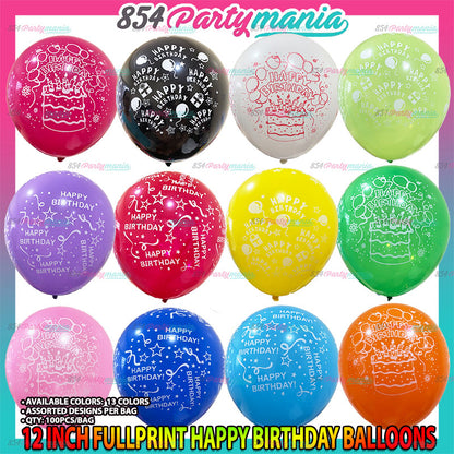 Fullprint Printed Happy Birthday 12" Prolatex (sold by 3bags)