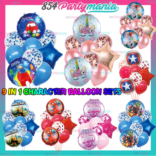 9 IN 1 CHARACTERS BALLOON SET (sold by 10's)