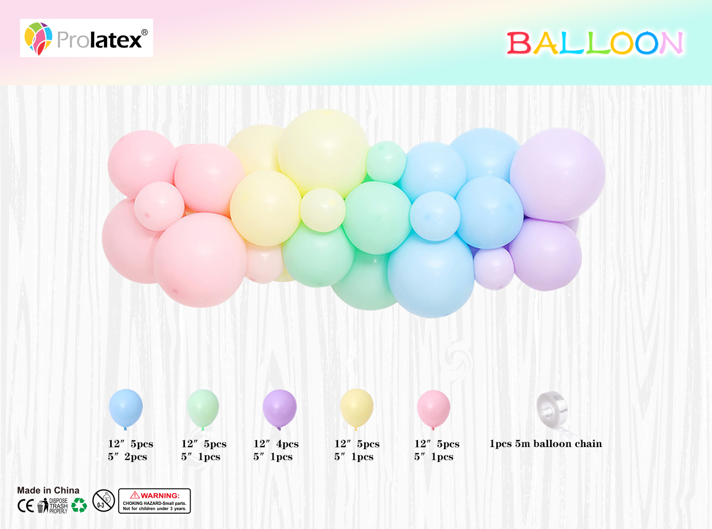 SPECIAL COLORS BALLOON GARLAND SET [sold by 10's]