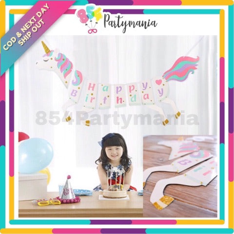 Unicorn Happy Birthday Banner Big