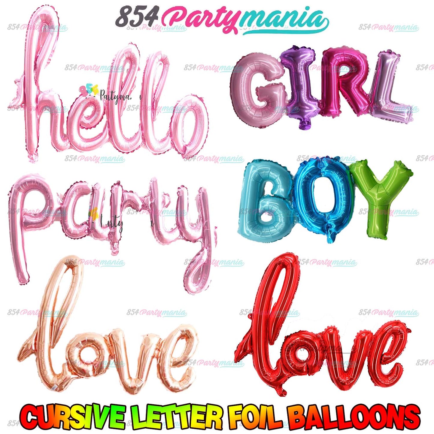 CURSIVE LETTER FOIL BALLOONS (sold by 10's)