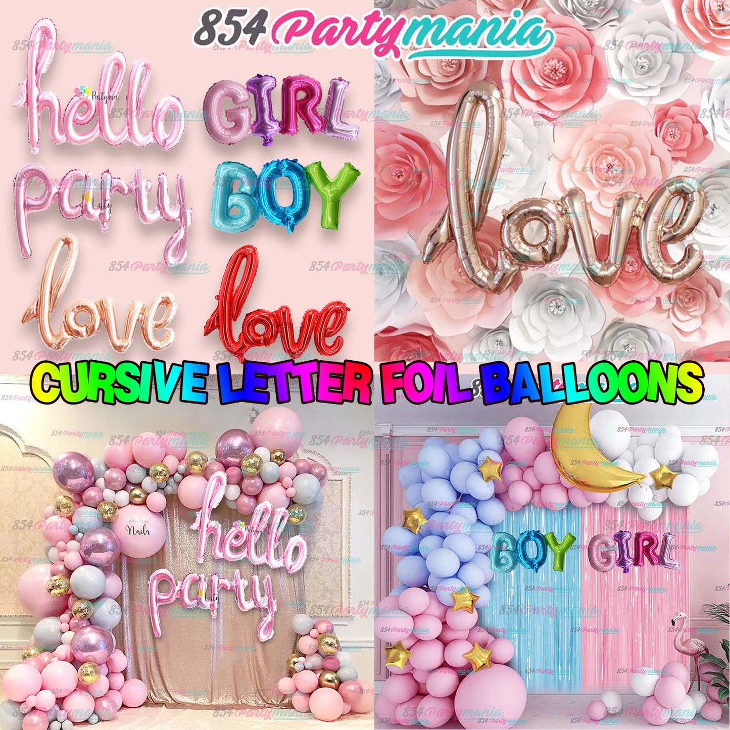 CURSIVE LETTER FOIL BALLOONS (sold by 10's)