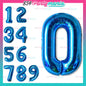 32 inch Big Number Foil Blue  (sold by 10's)