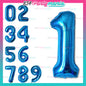 32 inch Big Number Foil Blue  (sold by 10's)