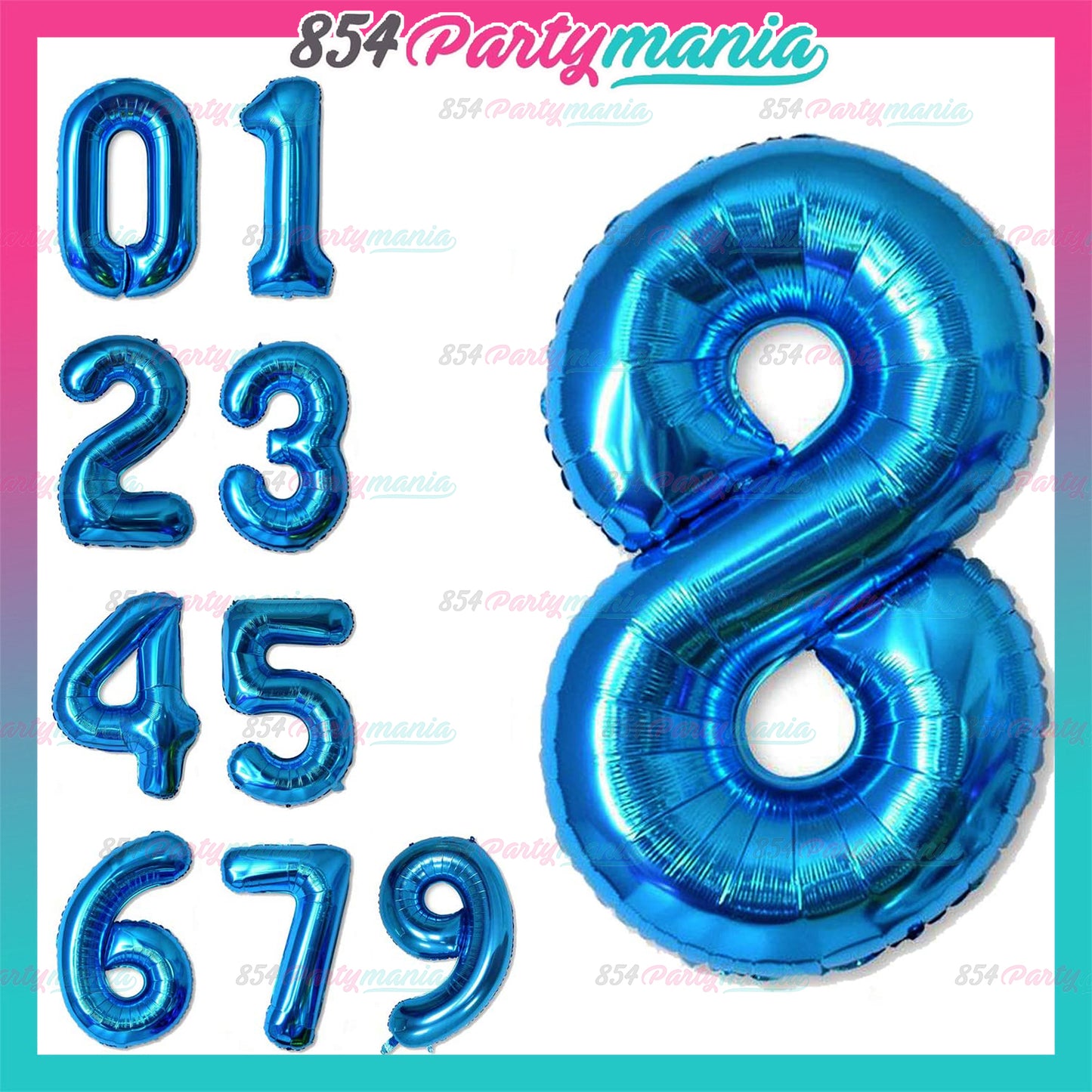 32 inch Big Number Foil Blue  (sold by 10's)