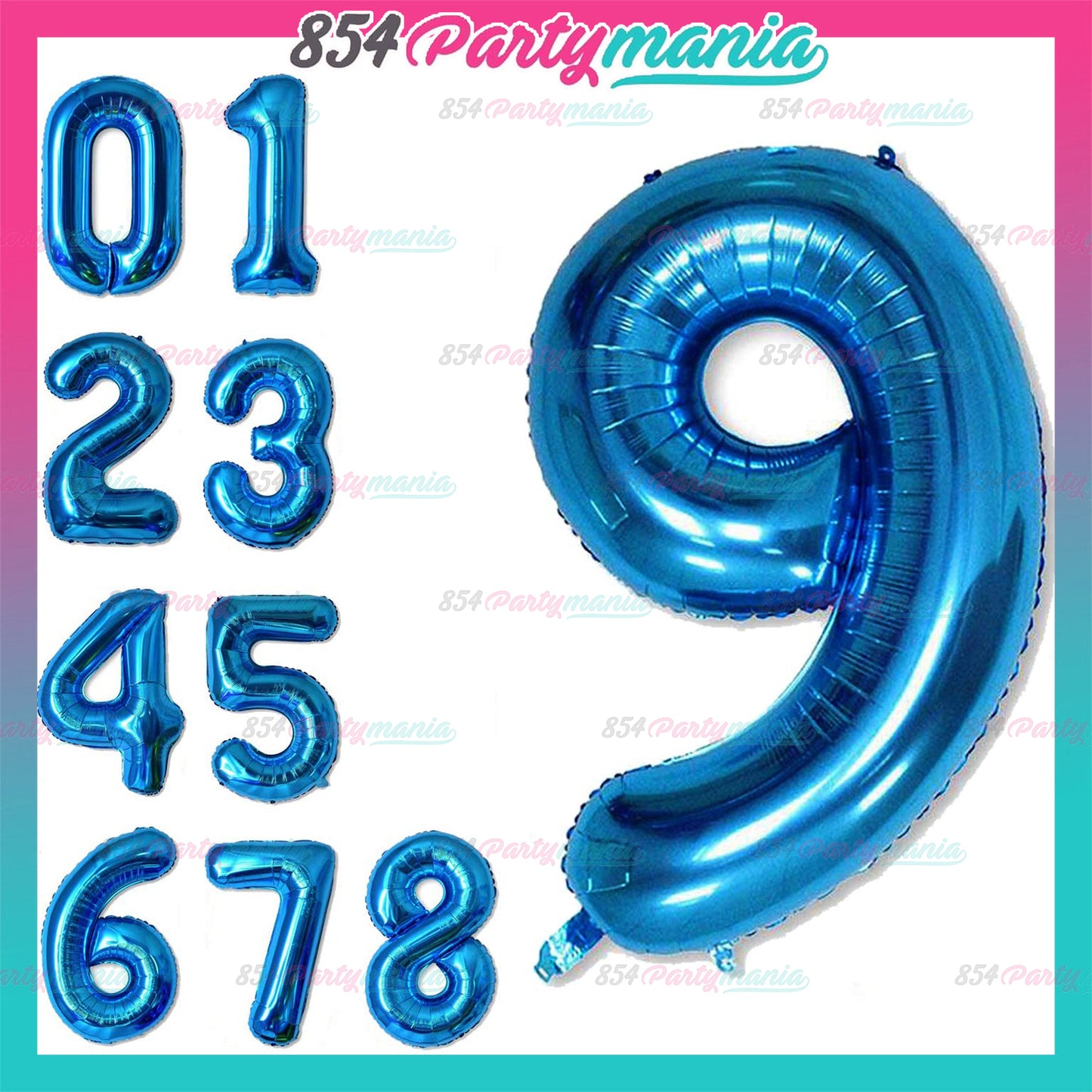 32 inch Big Number Foil Blue  (sold by 10's)