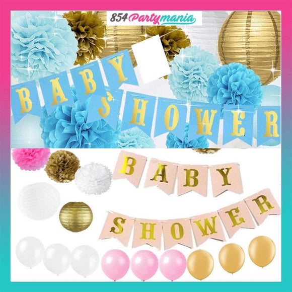 Baby Shower Banner gold print (sold by 12's)