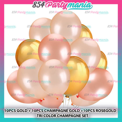 Tri Color Prolatex Balloons 30pcs 3in1 Balloon Set (sold by 5pck)