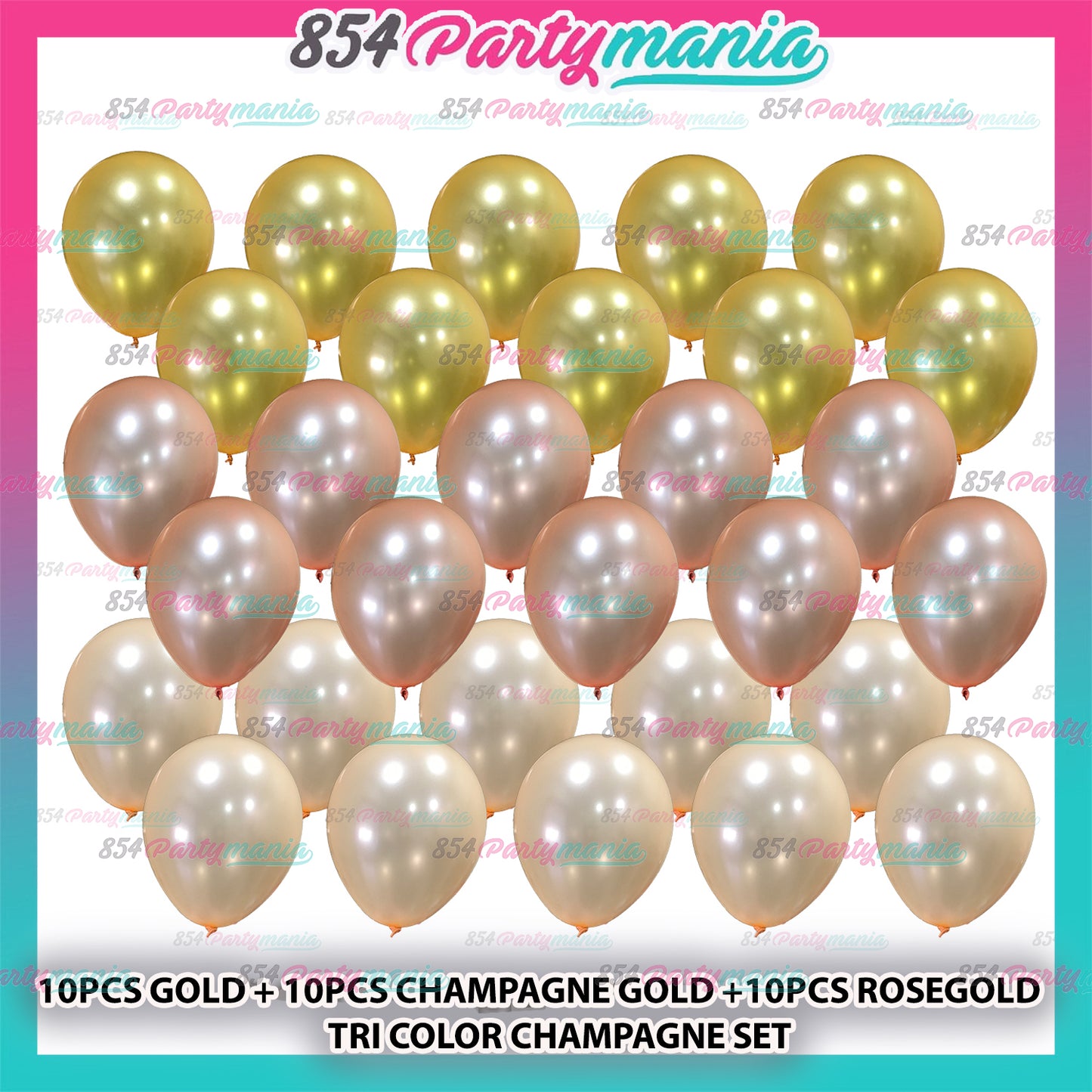 Tri Color Prolatex Balloons 30pcs 3in1 Balloon Set (sold by 5pck)