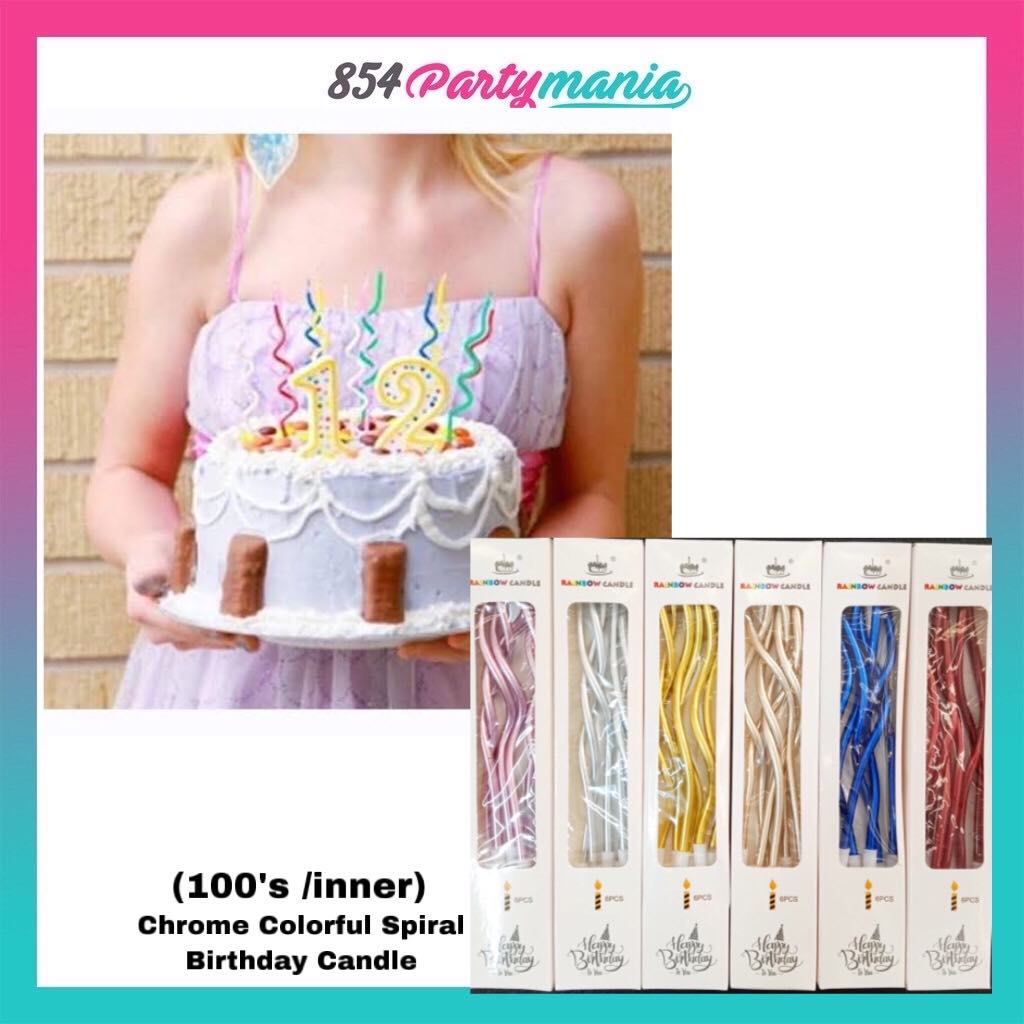 Long Spiral Wave Pastel Birthday Candle (100's / inner)