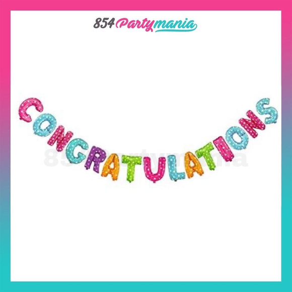 Congratulations Letter Foil Balloon (sold by 10's)
