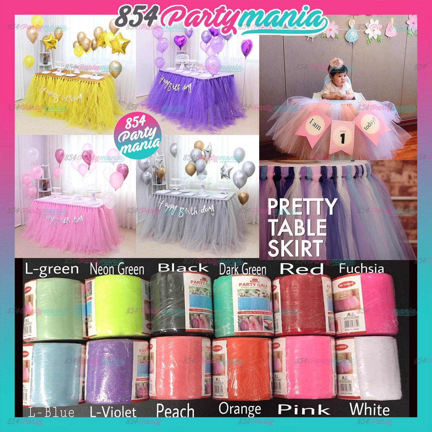 TABLE SKIRT Tulle DIY 50yards (5pcs min)