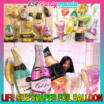 Life Size Whiskey Liquor Wine Champagne Beer Bottle Foil Balloons (sold by 10's)