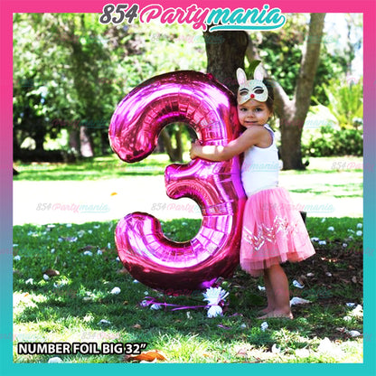 32 inch Big Number Foil PINK (sold by 10's)