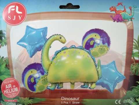 5 IN 1 FOIL BALLOON SET DINOSAUR TRICER