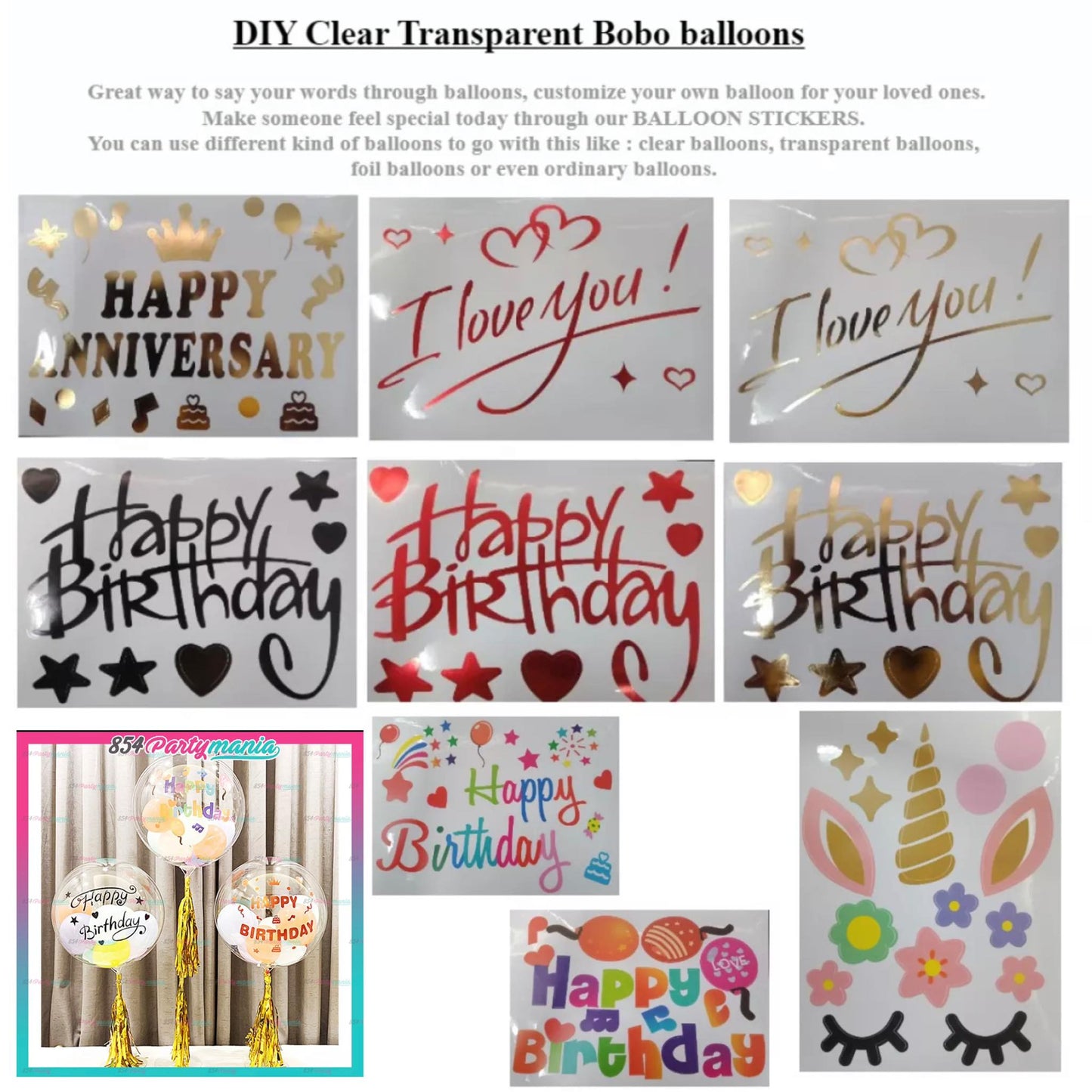 Clear Transparent Bobo Balloons and DIY Stickers