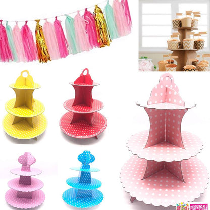 Cupcake Stand 3 tier Board Dotted / Plain (10pcs min)