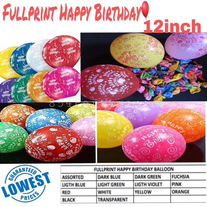 Fullprint Printed Happy Birthday 12" Prolatex (sold by 3bags)