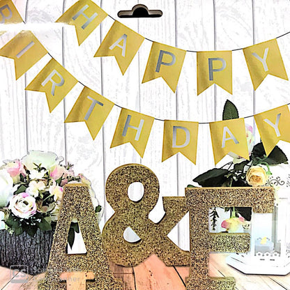 Happy Birthday Banner with Gold Print (12pcs min)