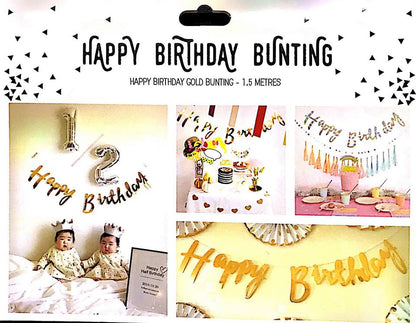 Happy Birthday Cursive Bunting Banner (sold by 12's/ color)