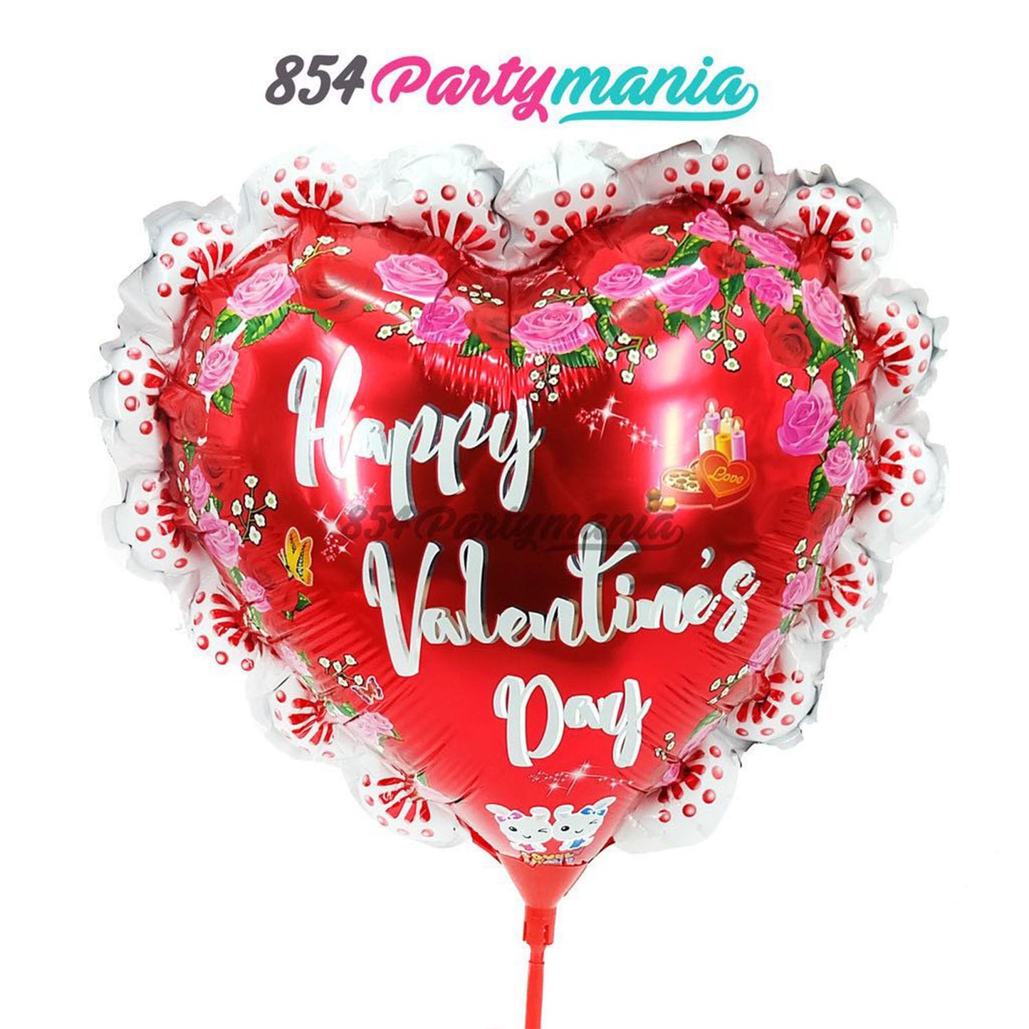 2025 Valentines Balloons 10" Foil with stick