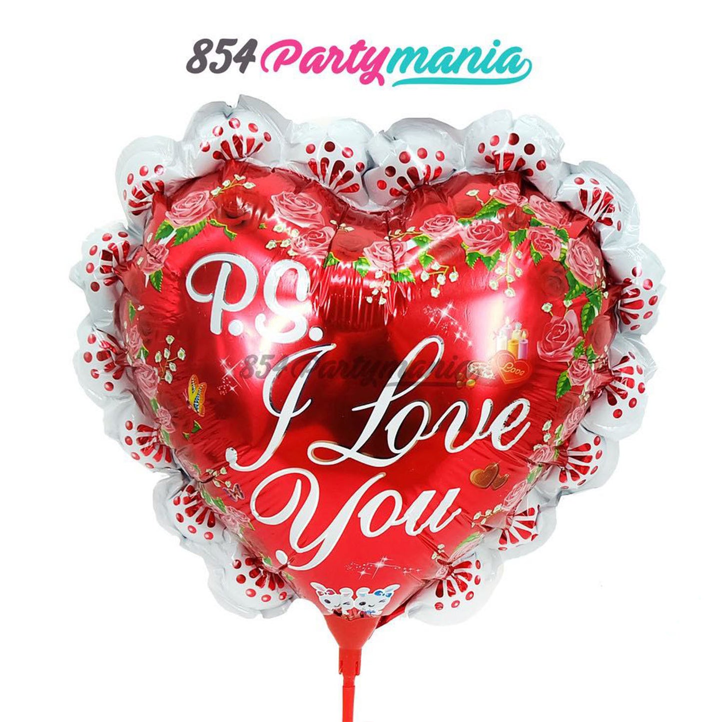 2025 Valentines Balloons 10" Foil with stick