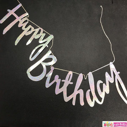 Happy Birthday Cursive Bunting Banner (sold by 12's/ color)