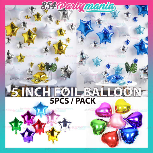 MINI FOIL BALLOONS 5" Star and Heart VALENTINES (sold by 50's)