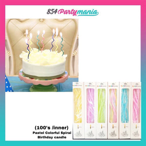 Long Spiral Wave Pastel Birthday Candle (100's / inner)